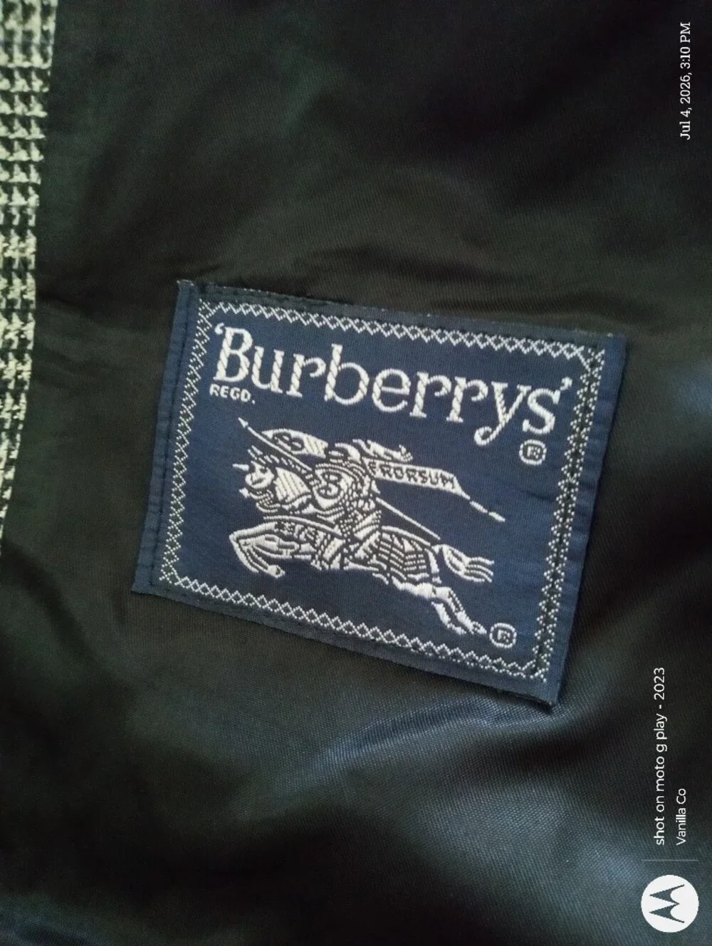Burberry Houndstooth Suit Jacket Wool Vintage Black White 40R